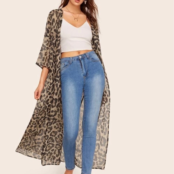 SHEIN Leopard Print Kimono - Size Large.